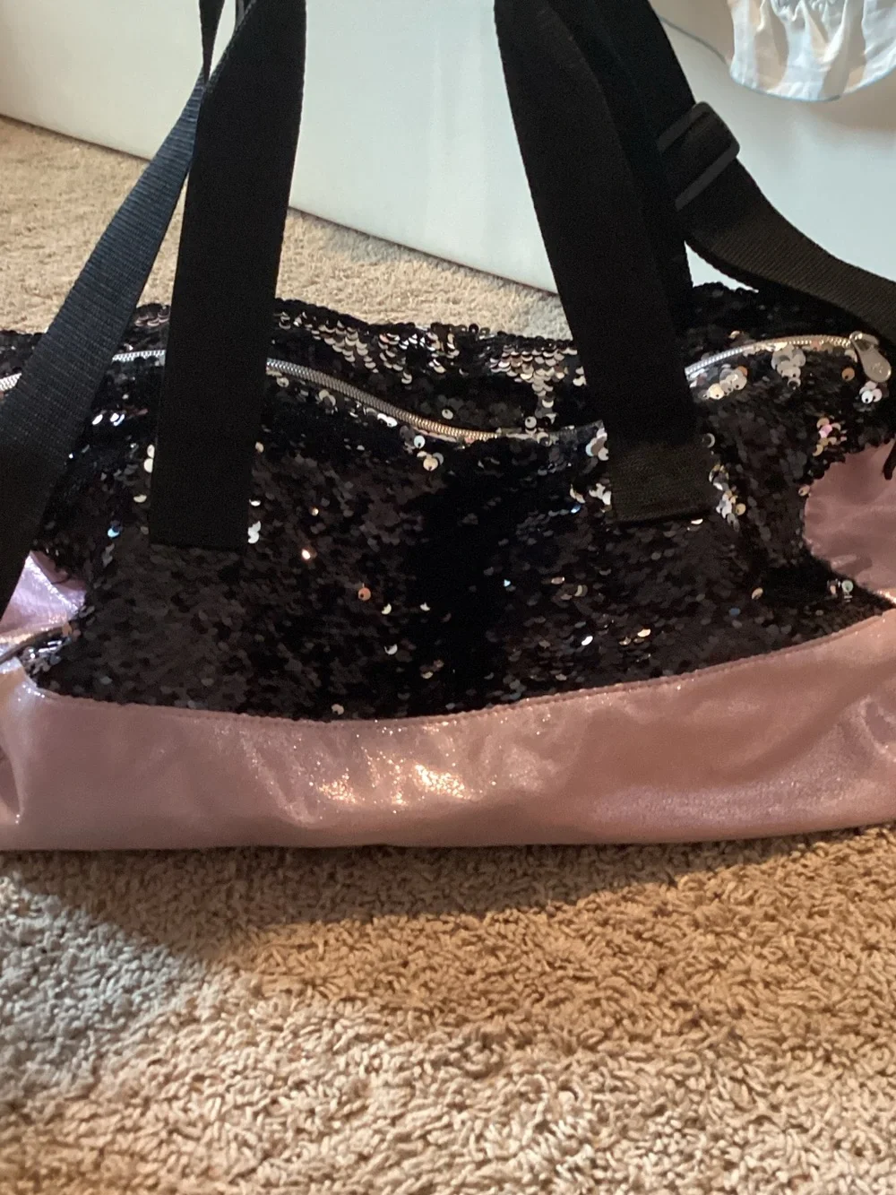 Dance Sequin Convertible Weekender Bag - Pink/Black